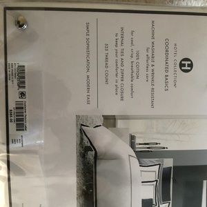 Hotel collection king duvet. White with navy piping.